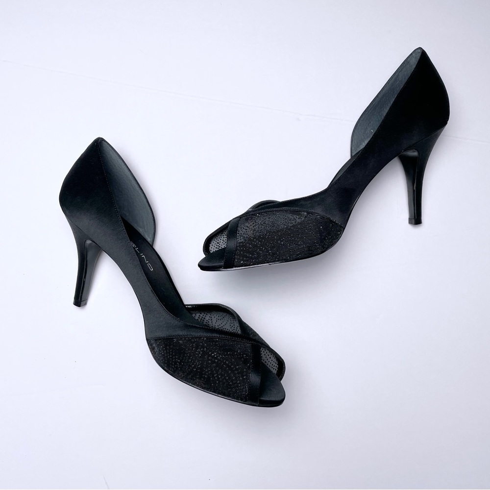 Black Mesh Peep Toe Heels